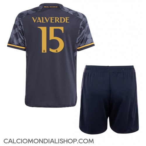 Maglie da calcio Real Madrid Federico Valverde #15 Seconda Maglia Bambino 2023-24 Manica Corta (+ Pantaloni corti)
